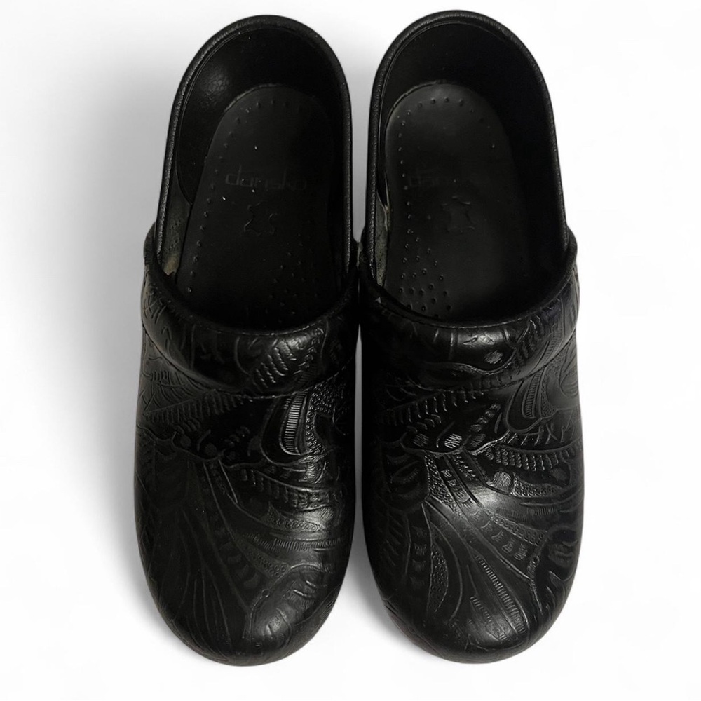 Dansko Black Professional Tooled Leather Clogs (Size 35 / Women’s 4.5–5)